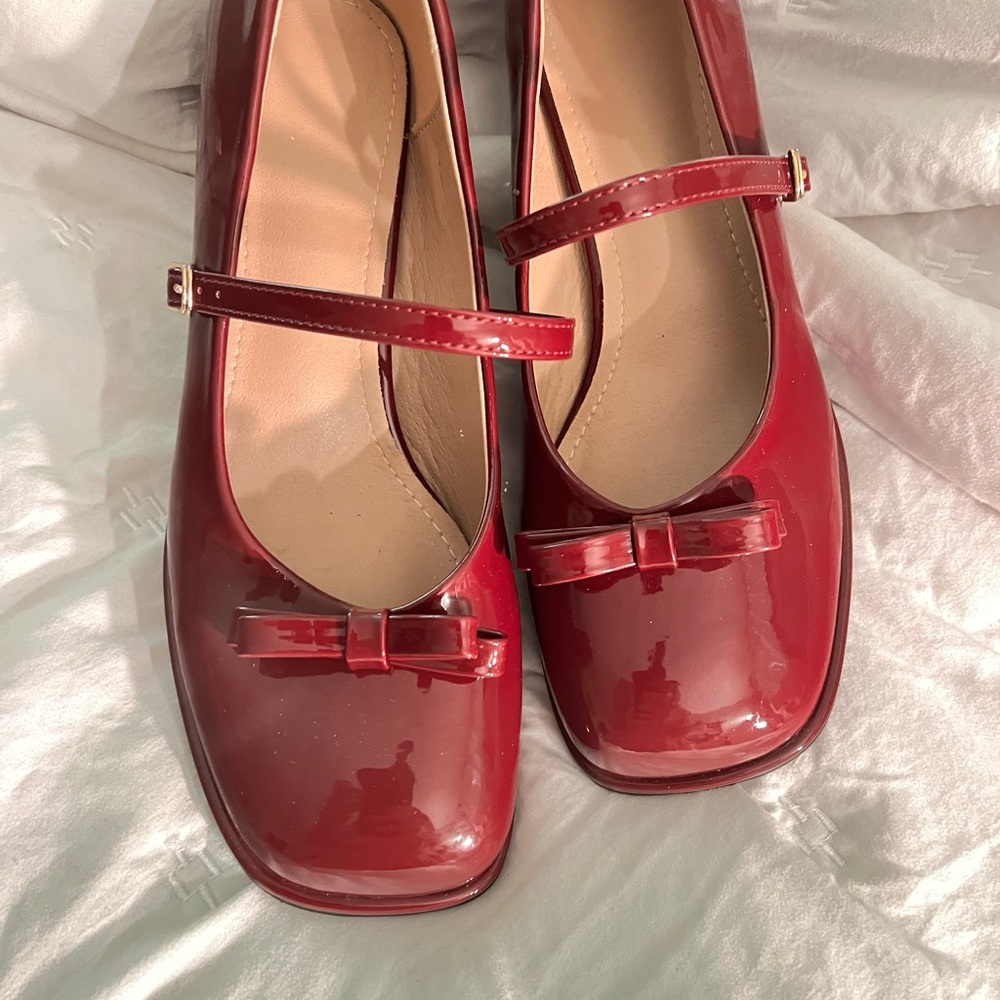 Burgundy Patent Leather Mary Jane Shoes